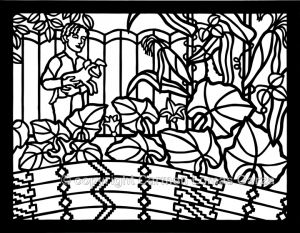 <h5>Ofrendas, Section #6, Boy carrying dog while hearing about the Three Sisters</h5>
